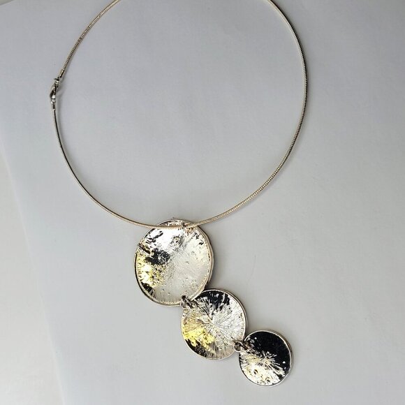 Descending 3 Circle Pendant Necklace with Purple and Yellow Flower Swirls - Picture 6 of 9